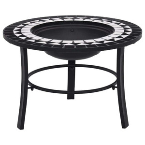  Mosaic Fire Pit Black and White 26.8" Ceramic A949-46721