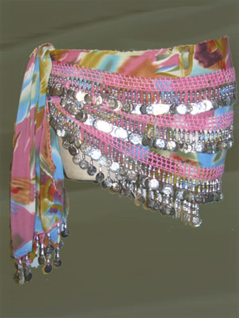 Belly Dance Hip Scarf in Tropical Floral Colors