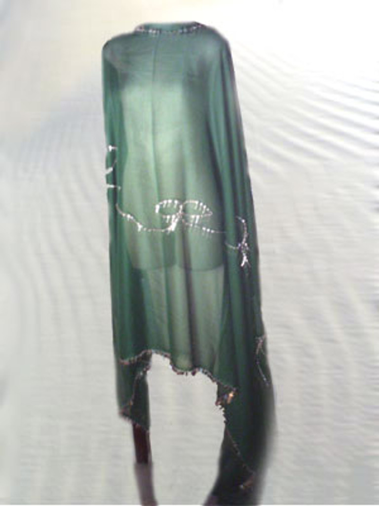 Green Veil with Vine Pattern