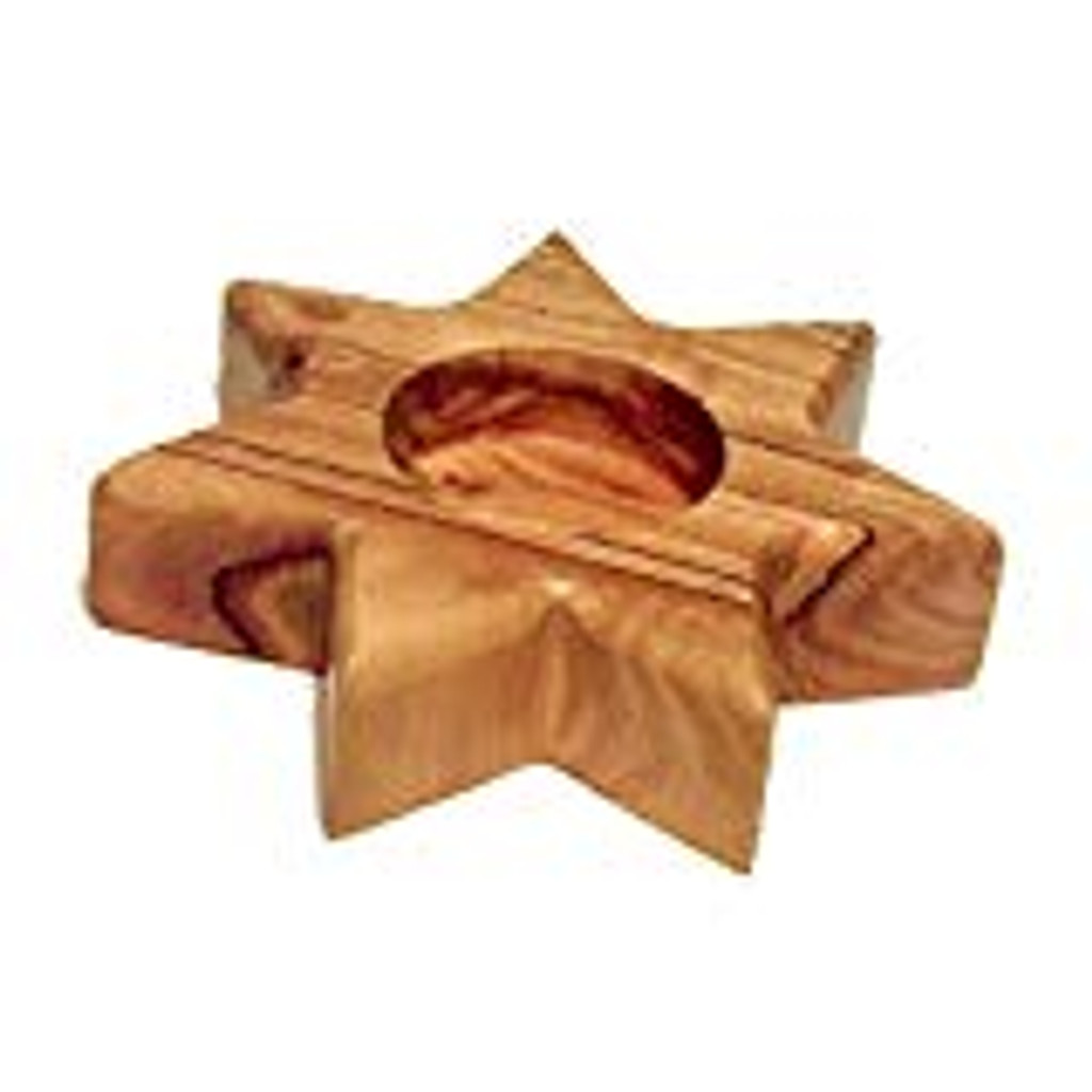 Handcrafted Natural Olive Wood Star Candleholder