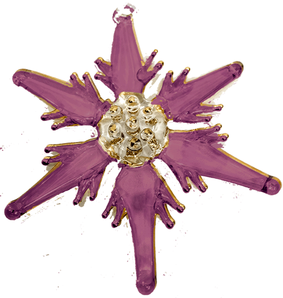 Christmas Tree Ornament,   glass snowflake in purple color. Handmade in Egypt.