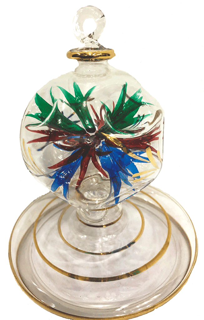 Exquisite glass ball Christmas tree ornament with multi-color snowflake handmade in Egypt