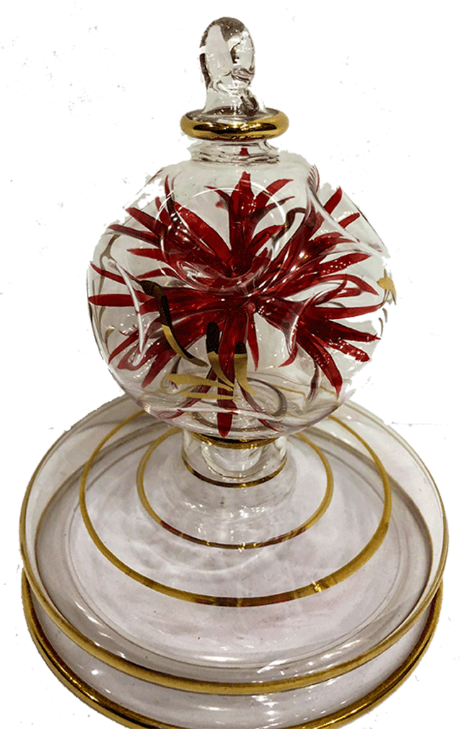 Exquisite glass ball Christmas tree ornament with red snowflake handmade in Egypt