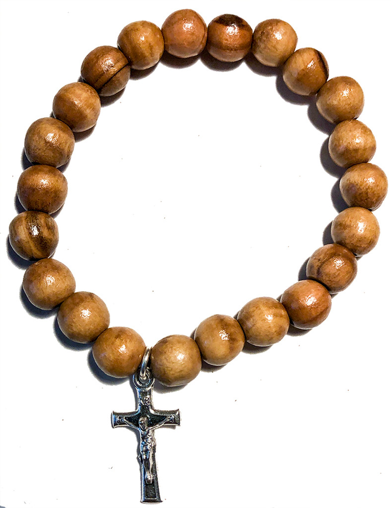 Olive Wood Crucifix Bracelet