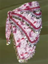 Pink and Mauve Print Belly Dance Hip Scarf