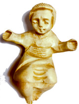 	Baby Jesus carved from Olive Wood in Bethlehem, 2-1/2"