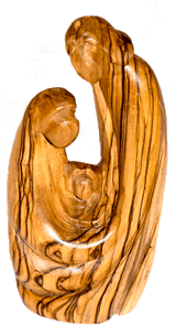 6" Carving of Virgin Mary, Joseph and Baby Jesus made from Olive Wood in the Holy Land
