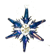 Christmas Tree Ornament,   glass snowflake in blue color. Handmade in Egypt.