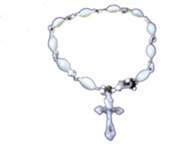 White Beaded Bracelet with Crucifix from Bethlehem
