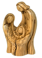 6" Contemporary Holy Family Wood Carving of Virgin Mary, Joseph and Baby Jesus, Ideal Collectible Figurine