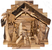 Handmade olive  wood nativity set