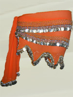 Orange and Silver Belly Dance Hip Scarf