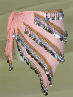 Frosty Pink and Silver Belly Dance Hip Scarf