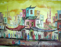 Colorful Old Cairo - Oil Painting