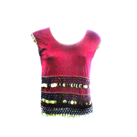 Sleeveless Top - Crochet Trim - 3 Rows of Coins