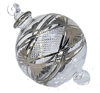Christmas Tree Ornament, Silver colored pattern on Clear Glass 