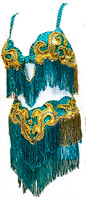 Egyptian Turquoise and Gold Tone Bra and Belt Set