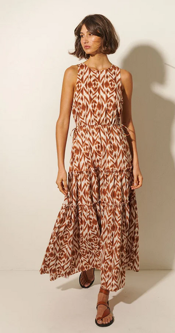 Marisa Cut Out Maxi Dress-Chocolate Aztec