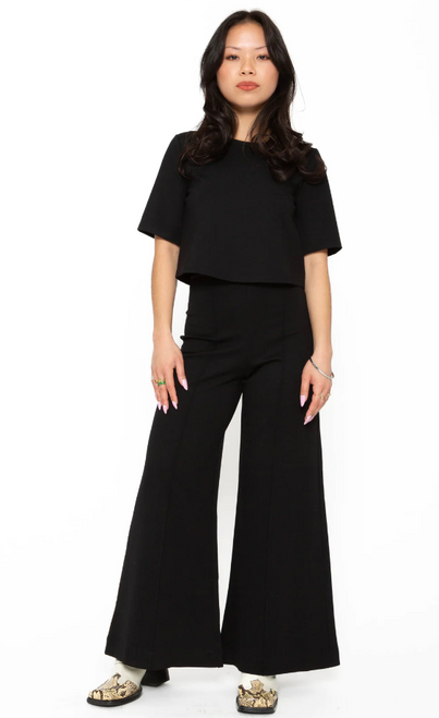 Ponte Knit Wide Leg Pant: Ankle Edit 