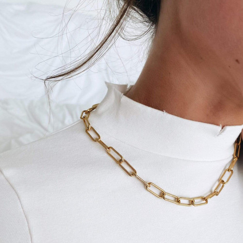 Carla Paper Clip Necklace - Gold