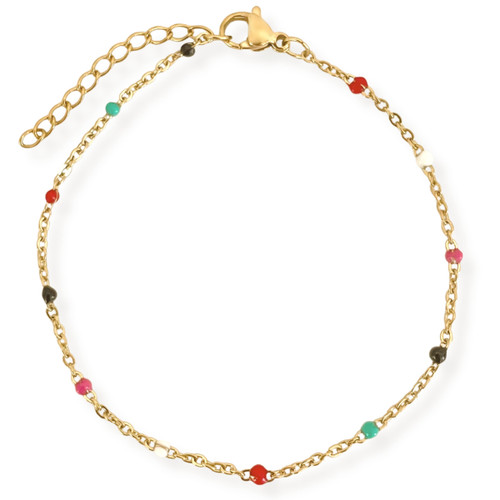 Gwen Colorful Dainty Enamel Beaded Bracelet - Gold 