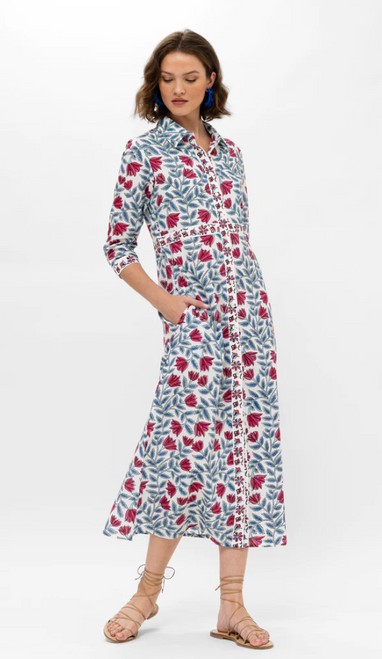 Shirt Dress Maxi-Harlan Red