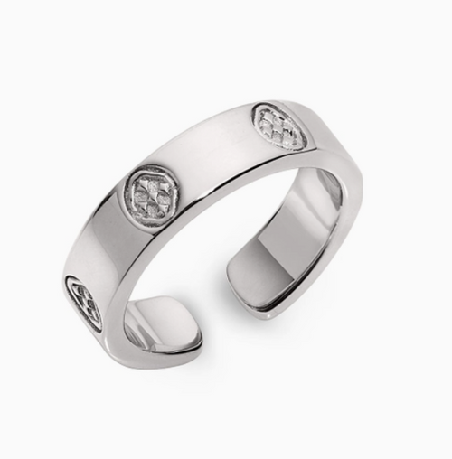 Shield Embossed Ring - Sterling Silver 