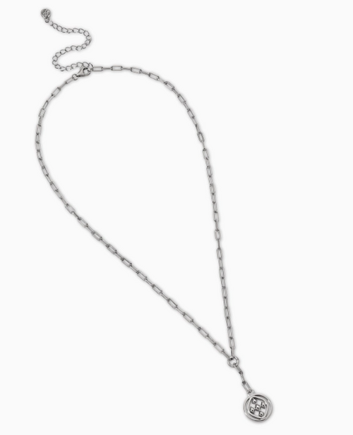 Medallion Paperclip Lariat - Sterling Silver 
