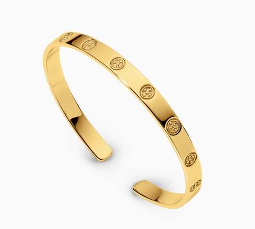 Shield Embossed Bangle Bracelet - Gold Vermeil 