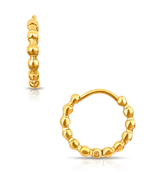 Lamora Beaded Mini Hoop Earring - Gold