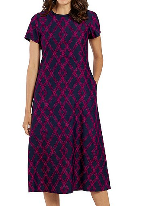 Alexandra Dress - Diamond Lattice Navy