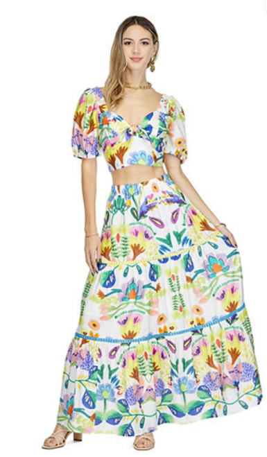 Trim Tiered Skirt - Island Art