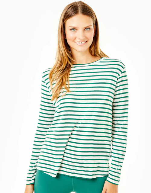 Everyday Long Sleeve-White/Olive Stripe