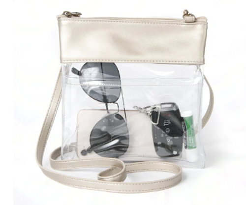 Bridget Clear Purse with Patterned Shoulder Straps