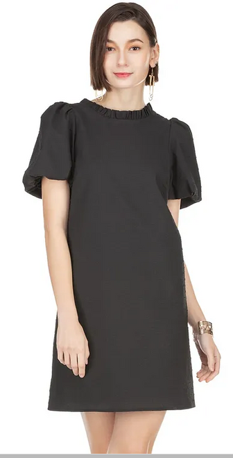 Puff Sleeve Dress-Black