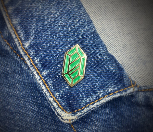 Rupee Pin - Gold & Green