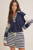 Fresh Coastal Stripe Relaxed French Terry Top