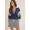 Fresh Coastal Stripe Relaxed French Terry Top