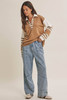 Fresh Coastal Stripe Relaxed French Terry Top