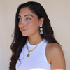 Triple Bezel Gems Clip On Drop Earrings