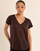 Iridescent Short Sleeve V-Neck Top