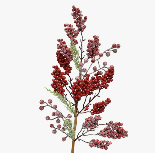 Faux Frosted & Shiny Winterberry Spray