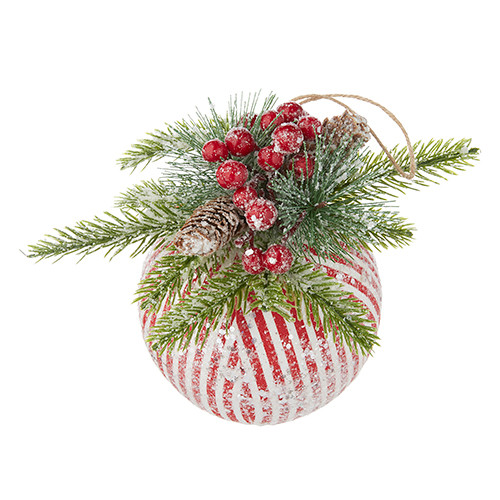 Ticking Stripe with Greenery Ornament