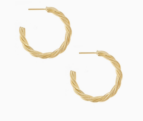 Spun Strands Hoop Gold Plated  Earrings