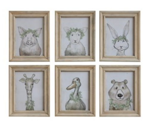 Wood Frame Wall Decor with Animals