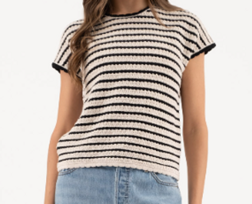 Short Sleeve Striped Sweater