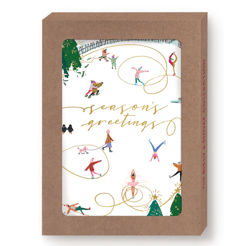 Ice Skaters Boxed Holiday Cards Set Ice Skaters Boxed Holiday Cards Set