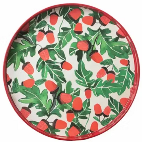 Acorn Holiday Round Tray