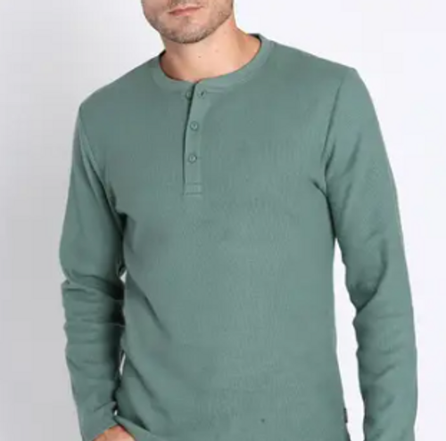 Brushed Waffle Long Sleeve Henley