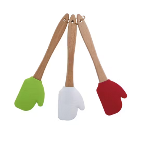 Silicone & Wood Mitten Spatulas Set
